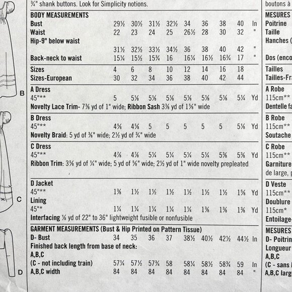 Simplicity #9221 Regency Titantic Empire Waist Dress Pattern Sz 4-- 18 - Picture 5 of 10